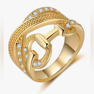 Gorgeous Neiman Marcus 18KT Dip Topaz Horse bit wide  Ring size 7